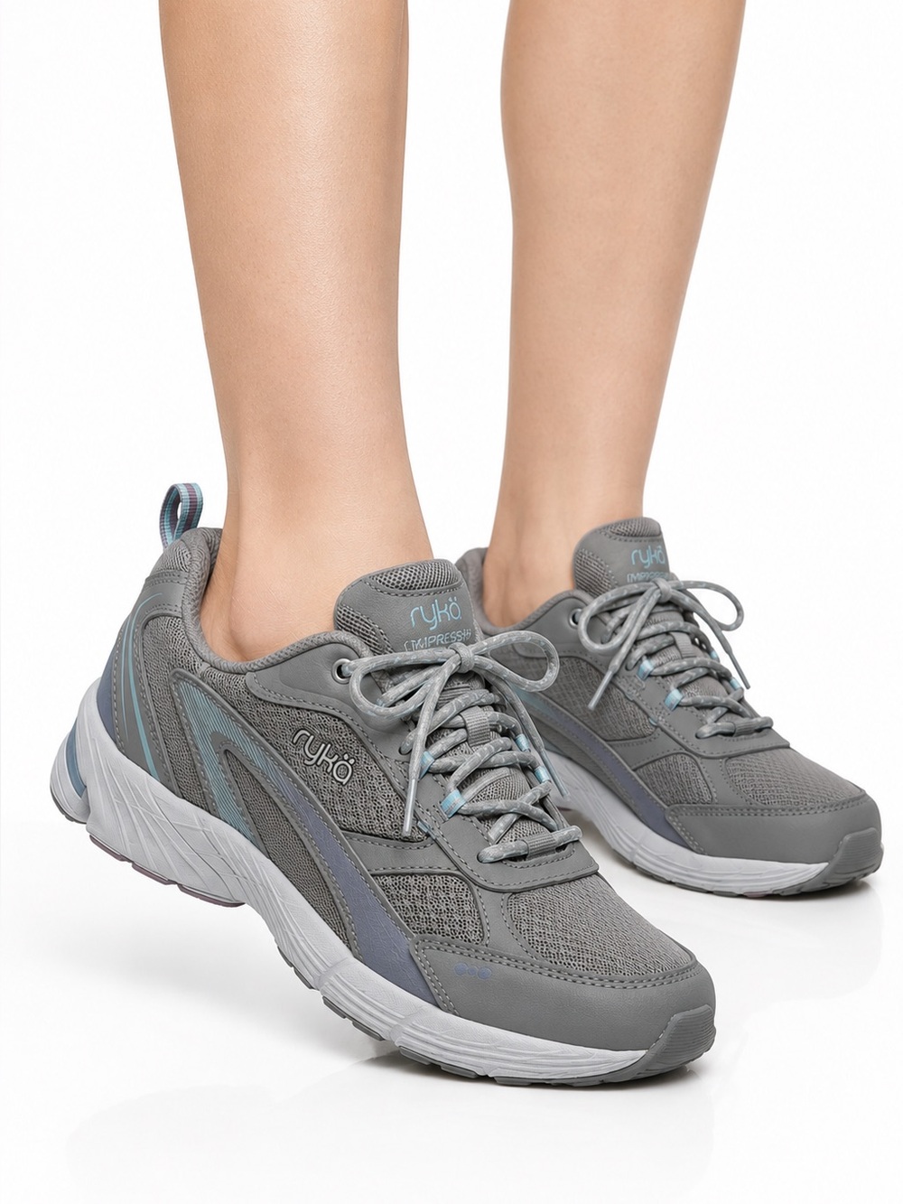 Ryka Impress Women’s Walking Shoes Gray Mesh Memory Foam Sneakers 7.5 M